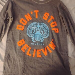 Journey... Gray Long Sleeve Kids Tee with Orange and Blue Print